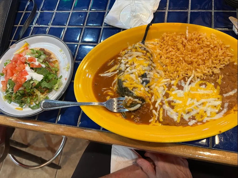 Chile Relleno with Beef Tostada Plate